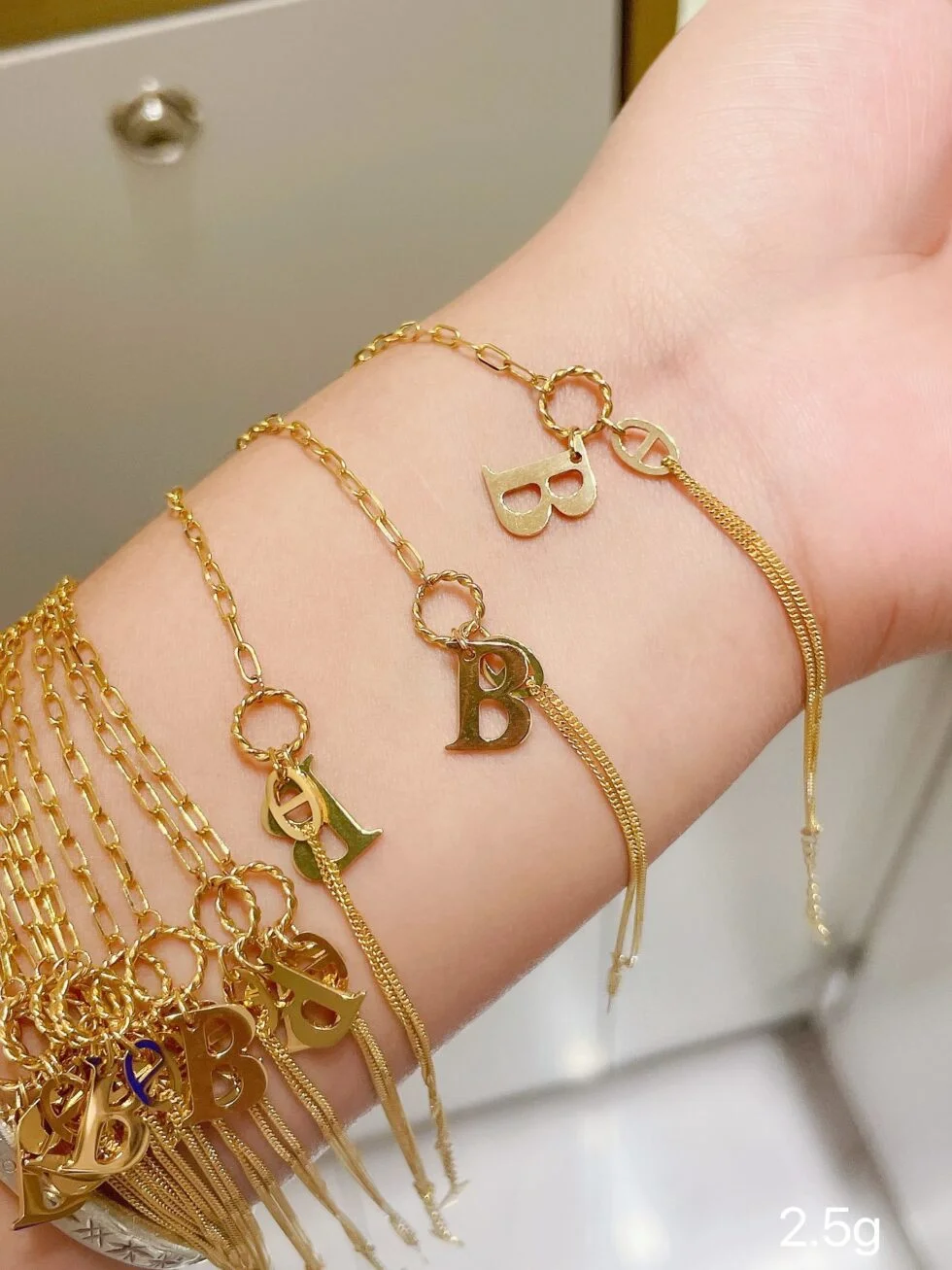 B Letter 18kt Gold Bracelet - Barak Fashion