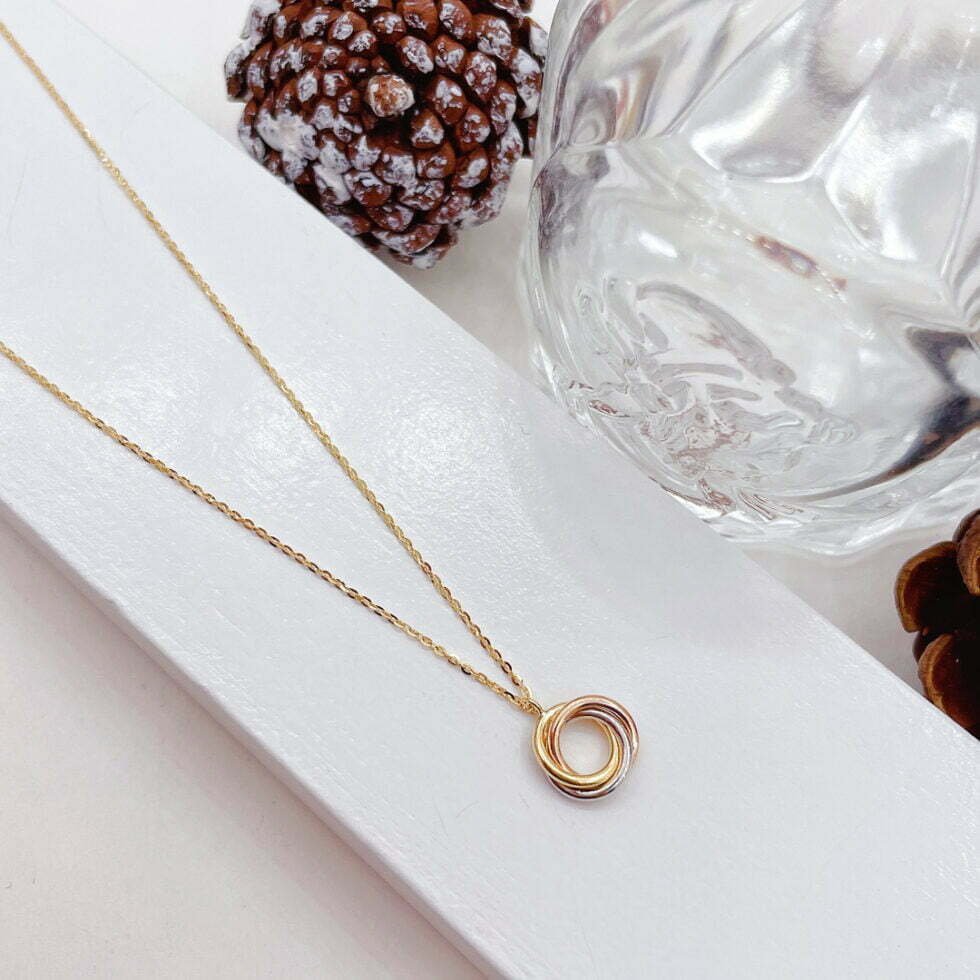 Classic Double Ring 18kt Gold Necklace - Barak Fashion