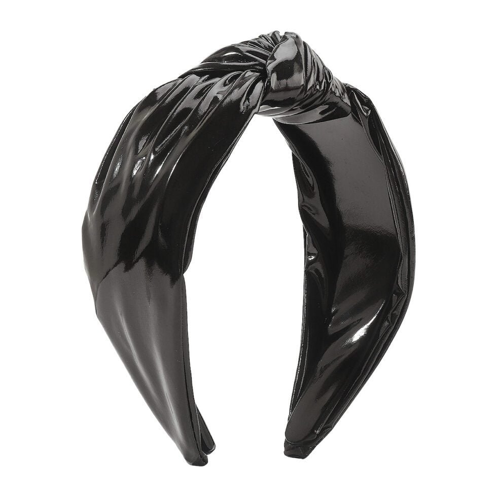 Black Bright PU-Leather Knotted Headband-HB0007-