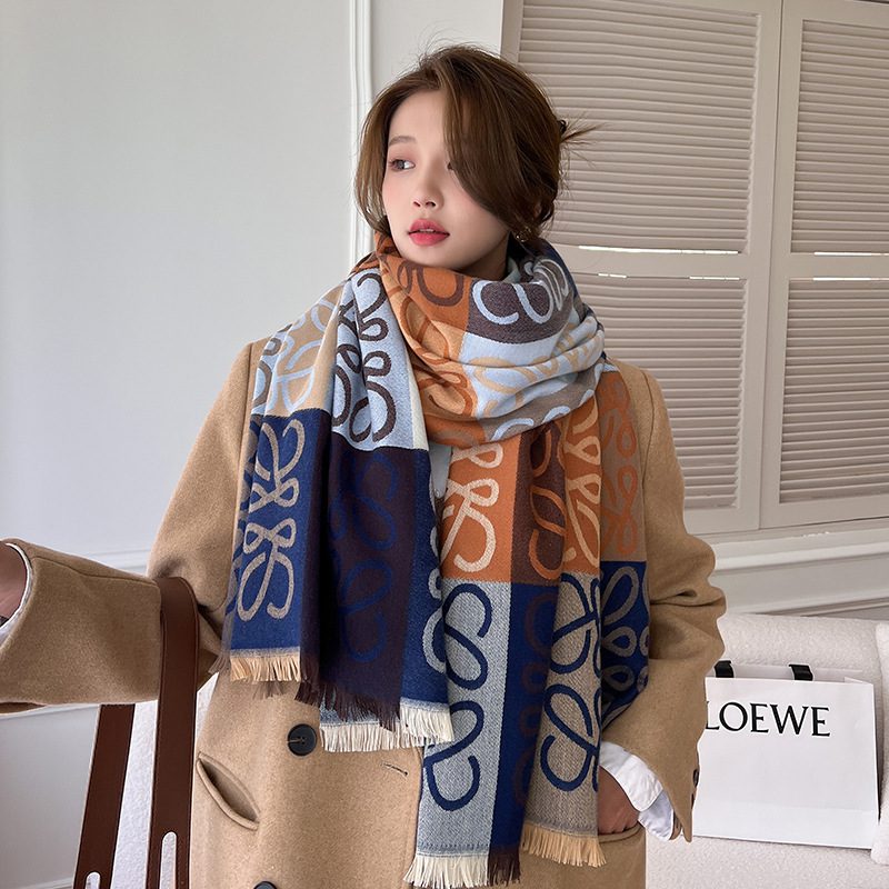 Blue Autumn And Winter Love Scarf Women's Warm-tip002-