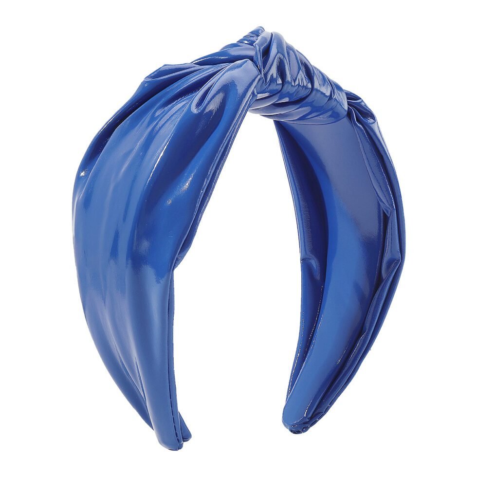 Blue Bright PU-Leather Knotted Headband-HB0007-