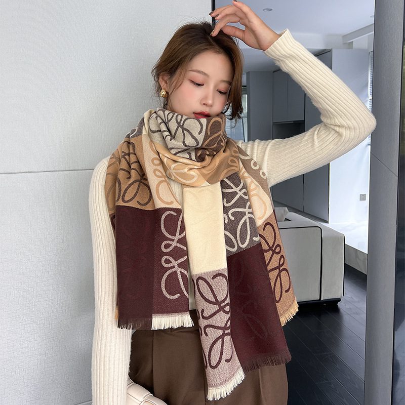 Brown Autumn And Winter Love Scarf Women's Warm-tip002-