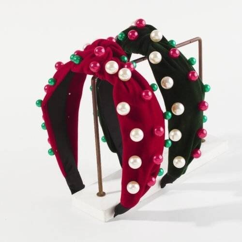 Christmas Fabric Nail Bead Headband-hb0038-a