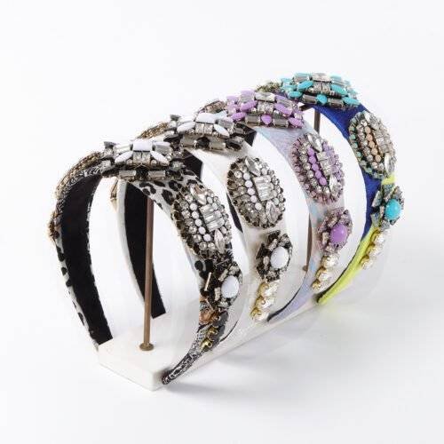 Fashion Exaggeration Heavy Geometric Diamond Set Headband-hb0043-a