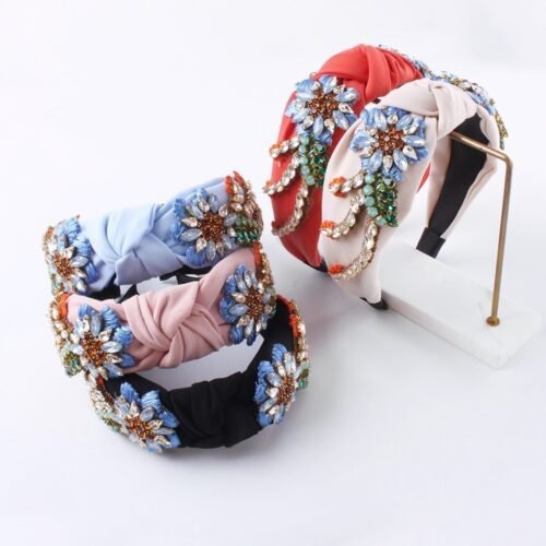 Fashion Hand Sewn Embroidery Flower Cloth Headband-hb0061-a