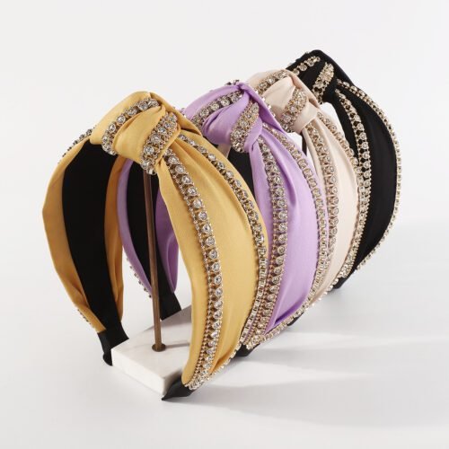 Fashion Handmade Chain Diamond Set Wide Edge Headband-hb0053-a