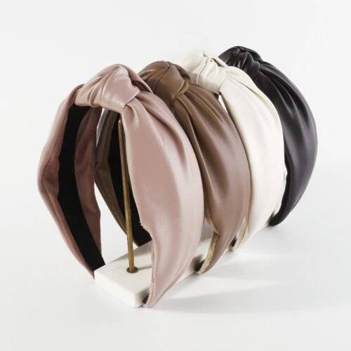 Fashion Personality Matte Leather Flannelette Patchwork Knot Headband-hb0022-a