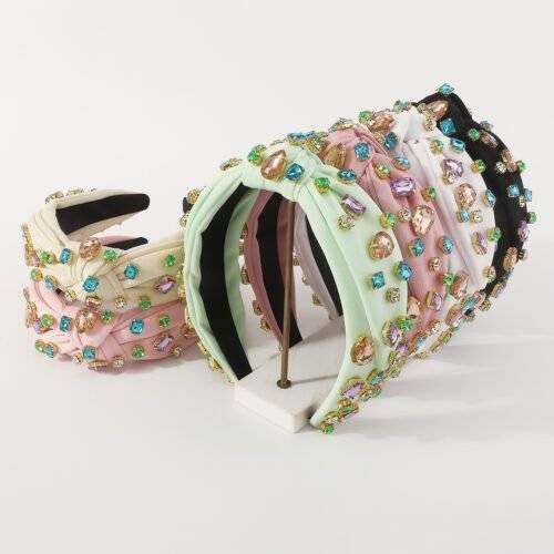 Personality Color Diamond High Cranial Top Wide Edge Headband-hb0066-a