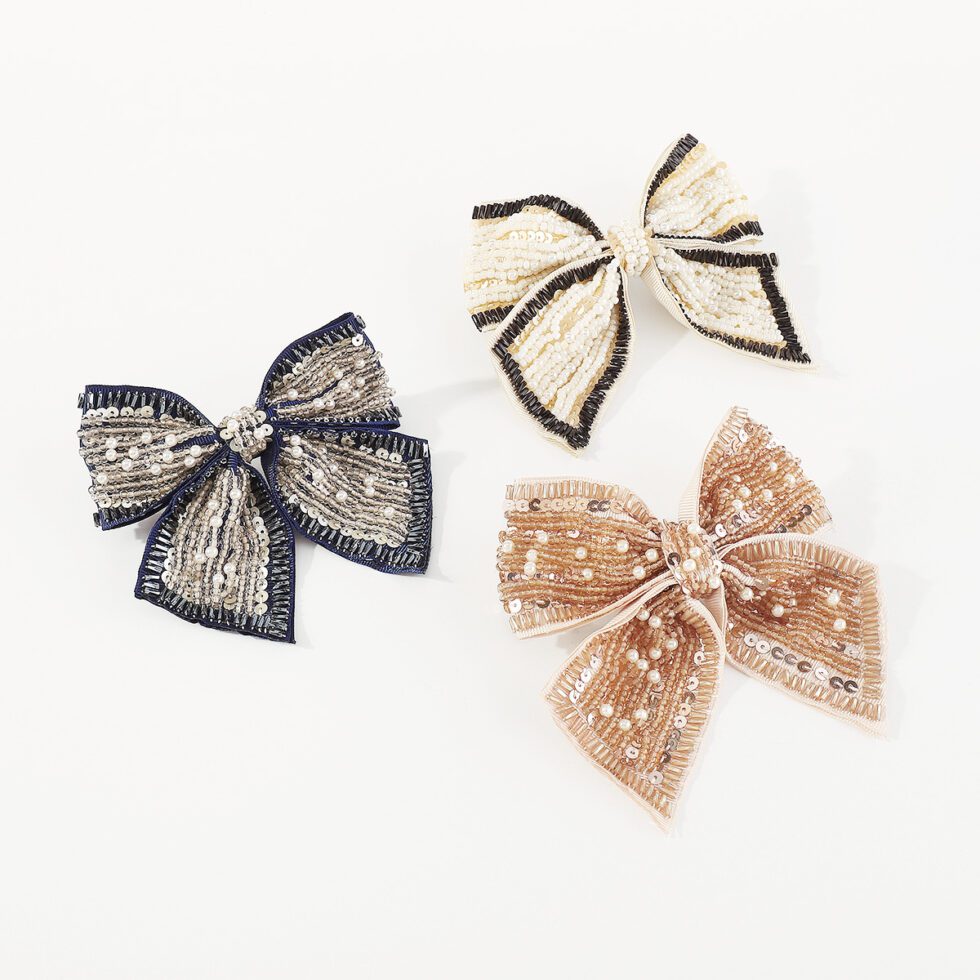 Personalized Sequin Beaded Bow Hair Clip-hrc001-a