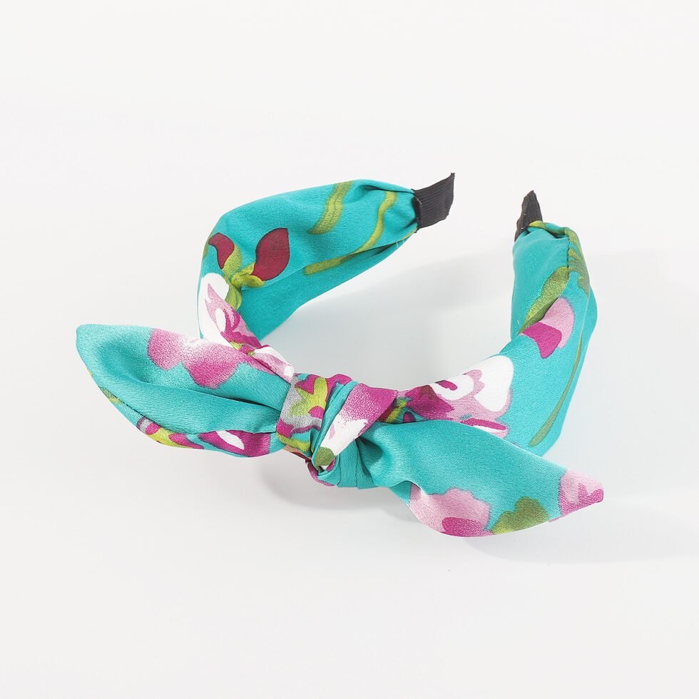 Printed Fabric Bow Headband-hb0073-b