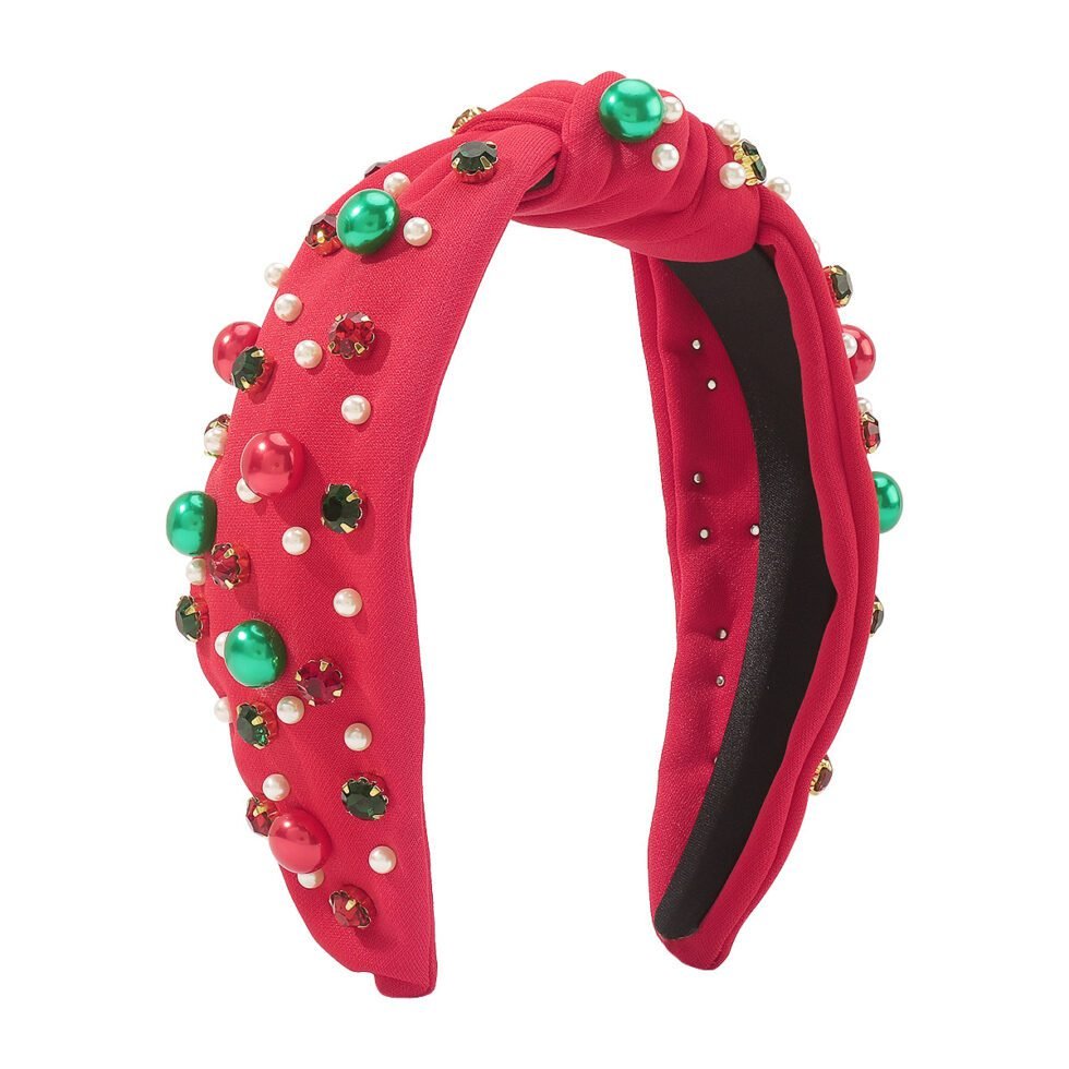 Red Christmas Rhinestone Headband-HB0002-