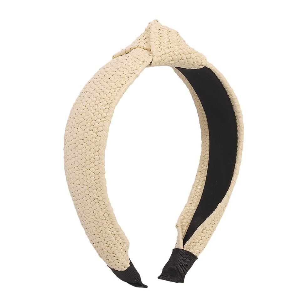 beige Boho Laffia Braided Headband-hb0012-