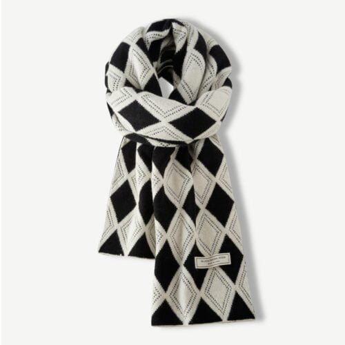 black British Fashion Diamond Check Wool Scarf-sc001-