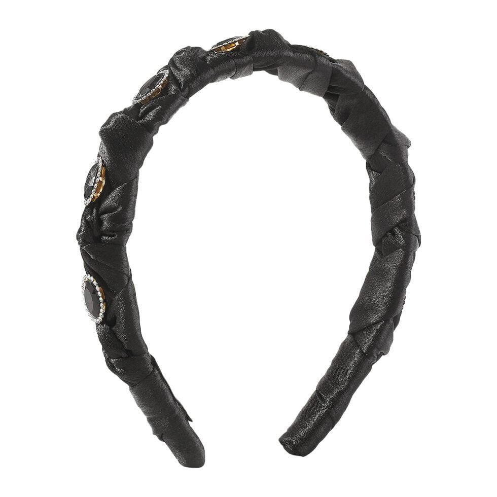 black Cloth And Diamond Set Headband-hb0062-