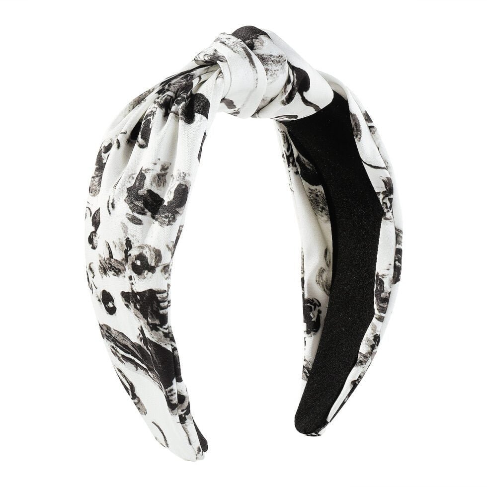 black Fashion Ink Printed Cloth Headband-hb0036-