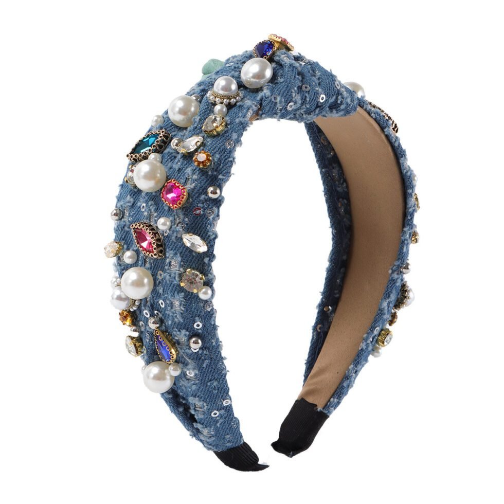 dark blue Fashion Baroque Heavy Industry Color Diamond Headband-hb0018-