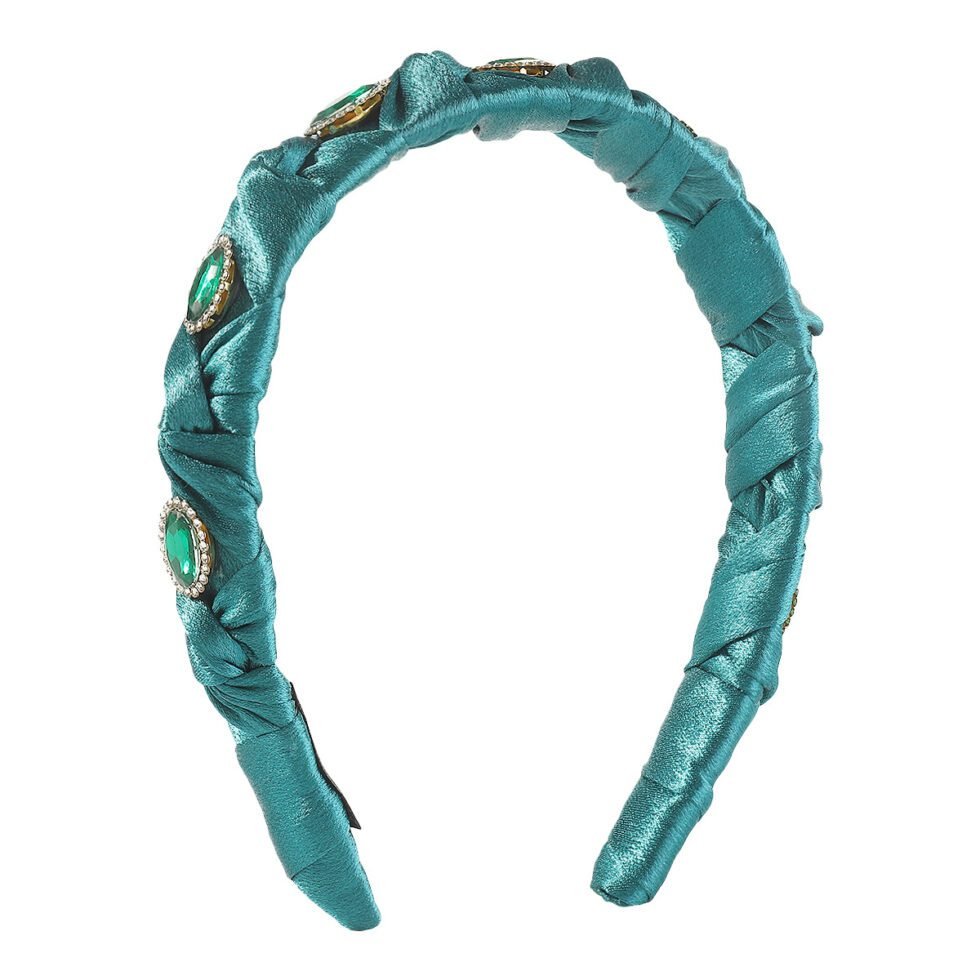 peacock blue Cloth And Diamond Set Headband-hb0062-