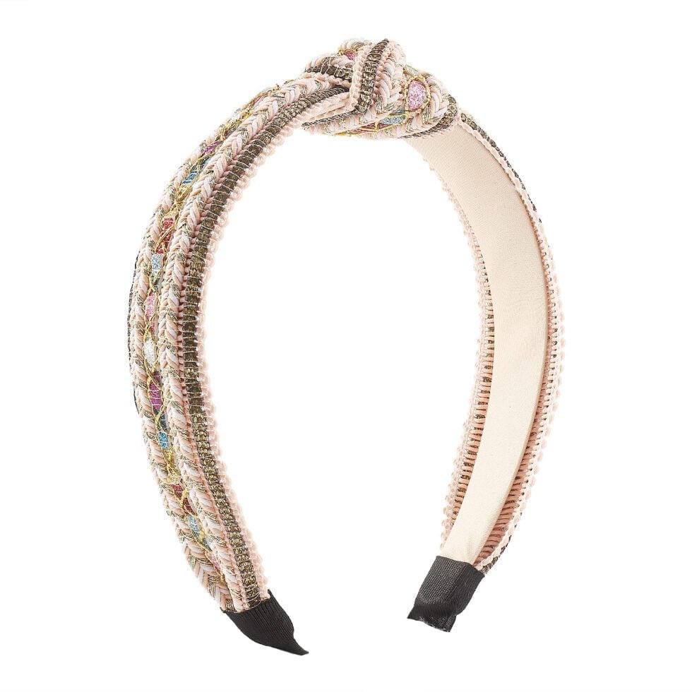 pink Trendy Boho Braided Headband-hb0051-