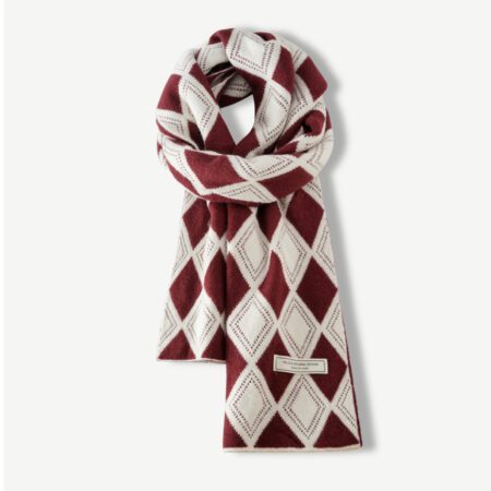 red British Fashion Diamond Check Wool Scarf-sc001-