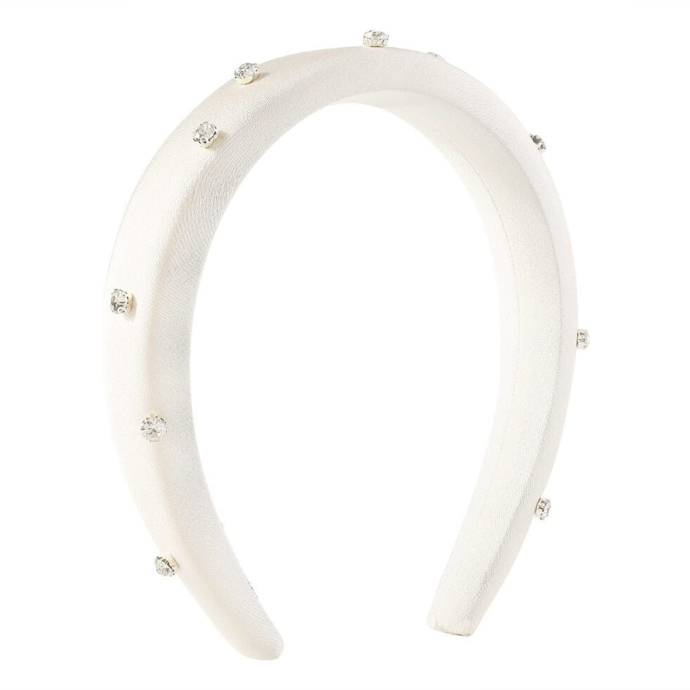 white Vintage Headband With Drill Bit-hb0021-