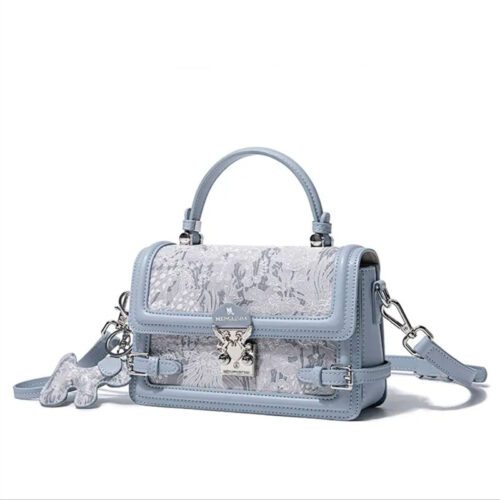 A Stylish Cross-body Bag With A Button-down Embroidered Small Square Handbag-bag020-b