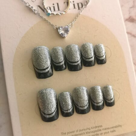 Grey-Memory-Press-on-Nails-Handmade-Nails-Fake-Nails-hmn009