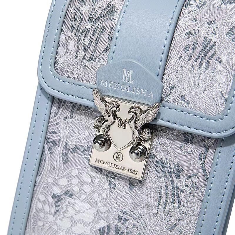 Summer New Blue Embroidery Mobile Phone Small Square Bag Women's Single Shoulder Crossbody Bag-bag035-e