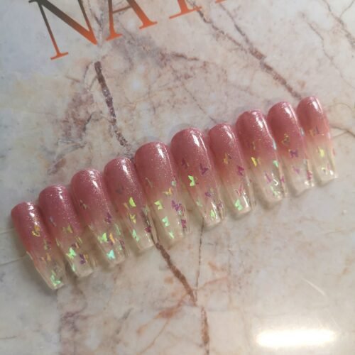 Butterfly Shadow Press on Nails | Handmade Nails-HMN001-a