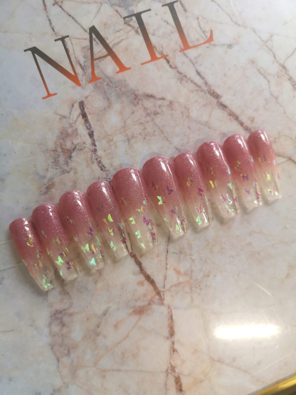 Butterfly Shadow Press on Nails | Handmade Nails-HMN001-a