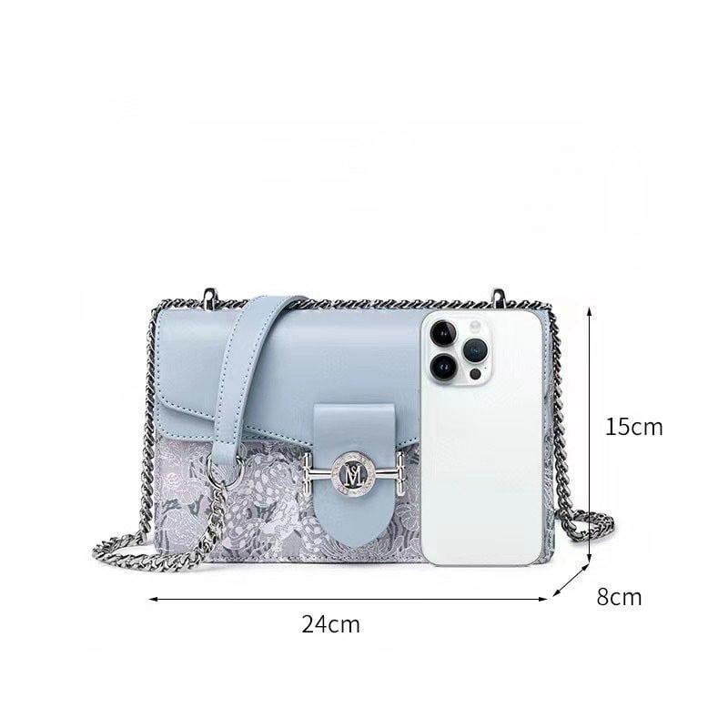 Embroidery Chain Small Square Bag Women's Fashion Shoulder Crossbody Bag-bag047-e