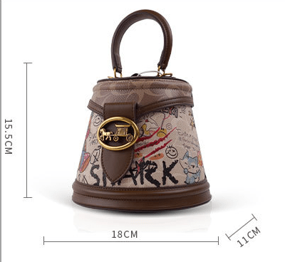 Summer new fashion bear graffiti bucket half bucket one shoulder hand oblique span bag177-f