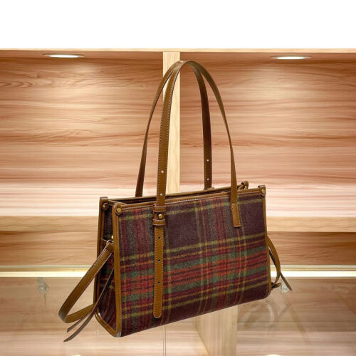 Woolen plaid large capacity Tote shoulder bag for women-bag165-b