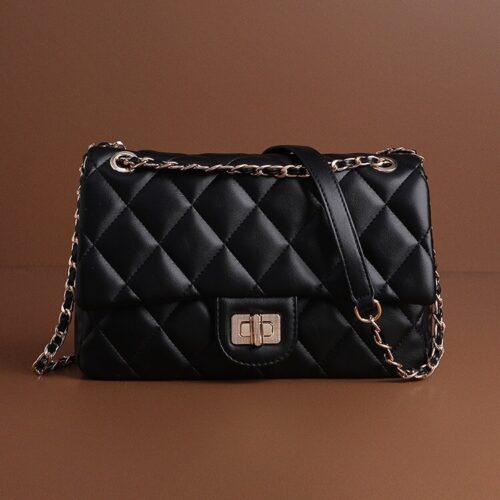 black High Sense Diamond Lattice Chain Bag Fashion Cross Border Single Shoulder Crossbody Bag-bag081-c