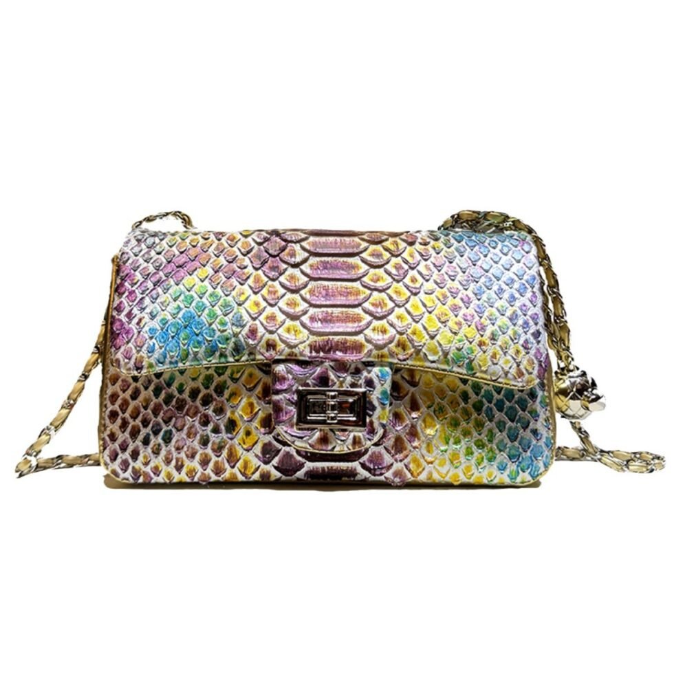 master New color snakeskin pattern compound cowhide small fragrance chain bag female crossbody shoulder bag160-a