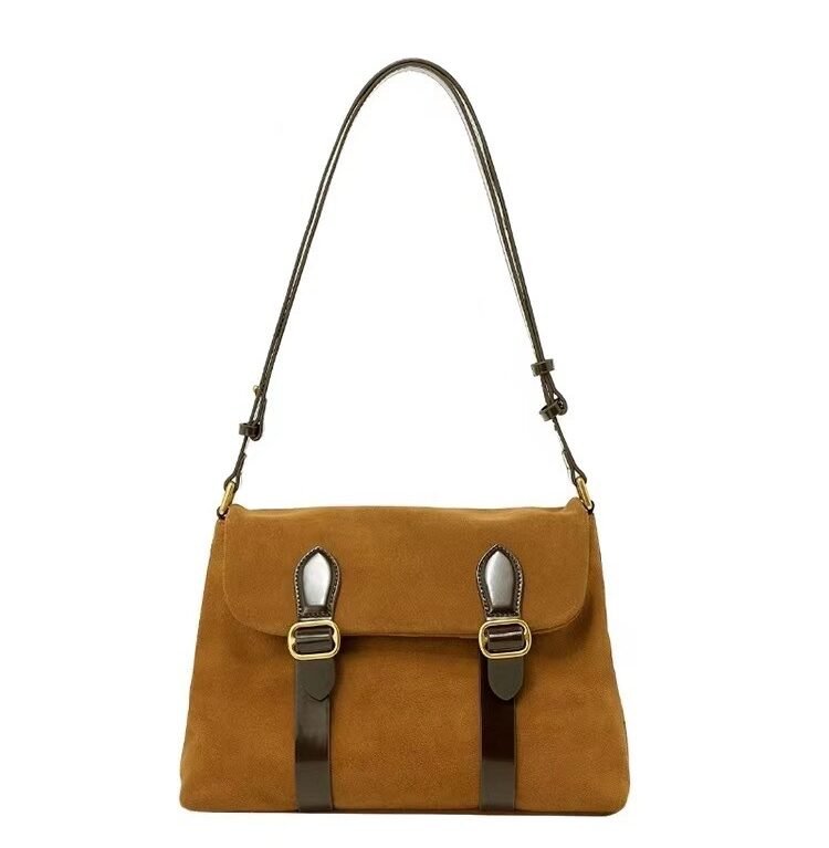 master Suede Postman Bag Women's New Autumn And Winter Leather Vintage Patchwork Senior Fashion Shoulder Crossbody Bag109-c